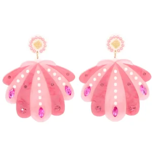Pink Pearl Clam Earrings-Brianna Cannon Sale