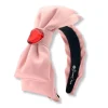 Pink Satin Side Bow Headband with Red Heart Crystal-Brianna Cannon Outlet