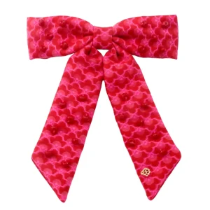Pink Scalloped Bow Barrette With Pink Beads-Brianna Cannon Fashion
