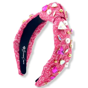 Pink Textured Headband with Crystals and Pearls-Brianna Cannon New