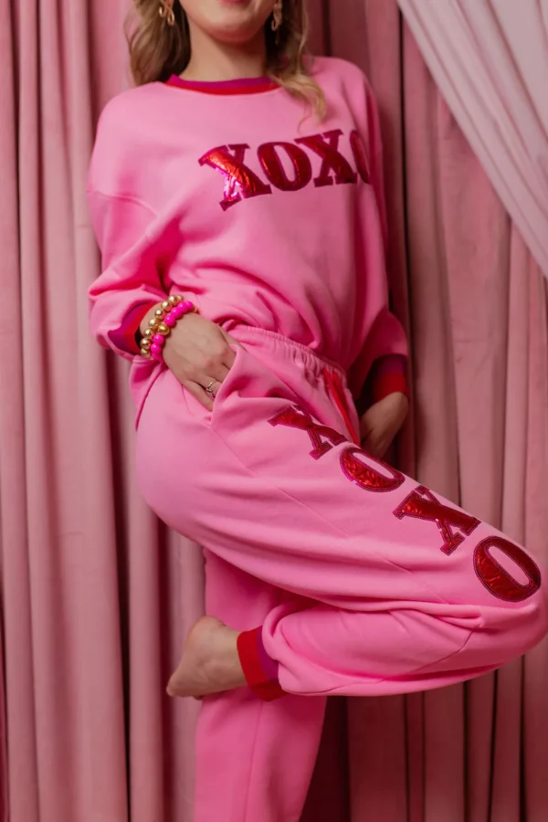 Pink XOXO Fleece-lined Sweatpants-Brianna Cannon Hot