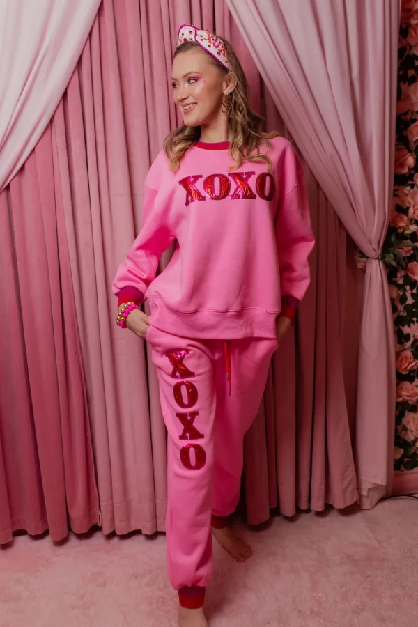 Pink XOXO Fleece-lined Sweatpants-Brianna Cannon Hot