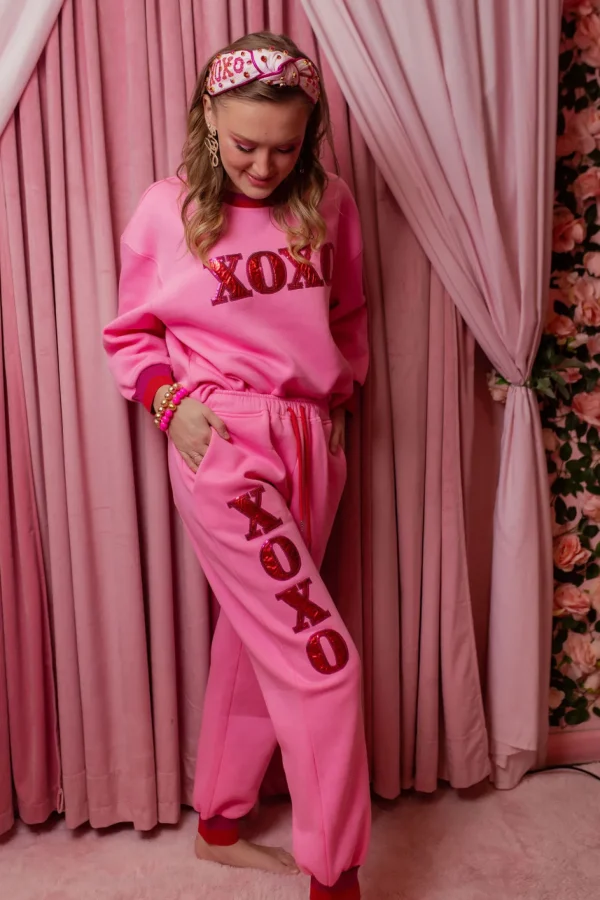 Pink XOXO Fleece-lined Sweatpants-Brianna Cannon Hot