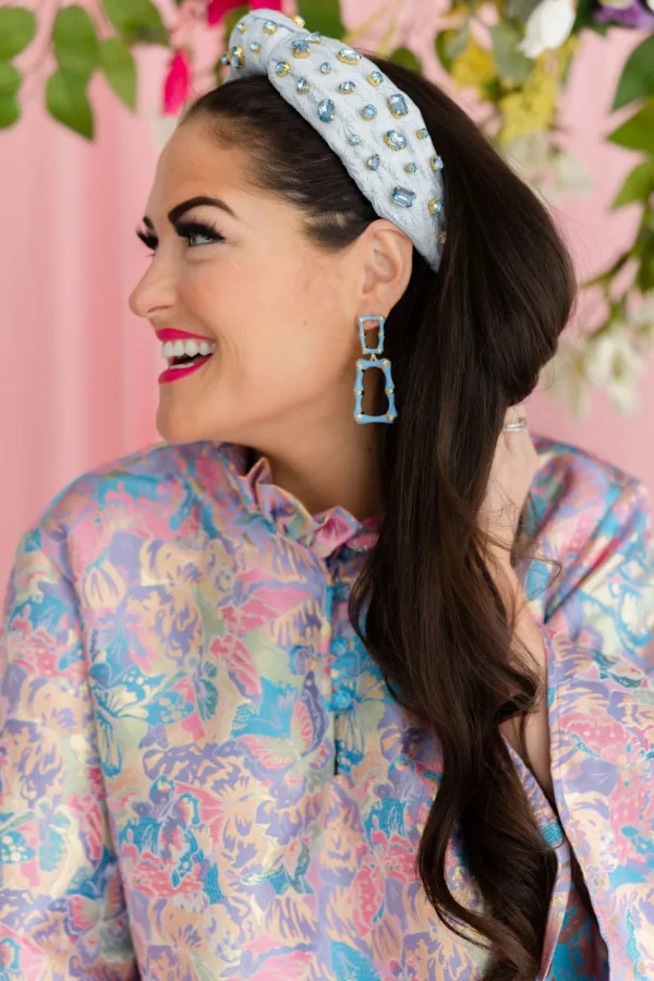 Powder Blue Enamel Bamboo Earrings-Brianna Cannon Outlet