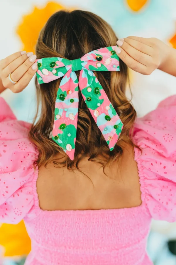 Pretty Country Pink, Green & Blue Bow Barrette-Brianna Cannon Sale