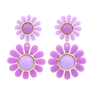 Purple May Flowers Double Drop Earrings-Brianna Cannon Sale