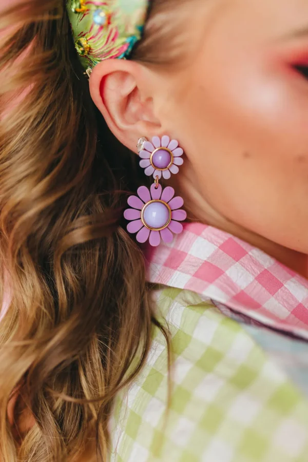 Purple May Flowers Double Drop Earrings-Brianna Cannon Sale