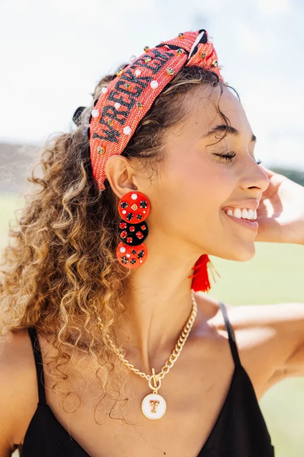 Red and Black Triple Dot Earrings-Brianna Cannon Clearance