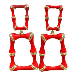 Red Enamel Bamboo Earrings-Brianna Cannon New