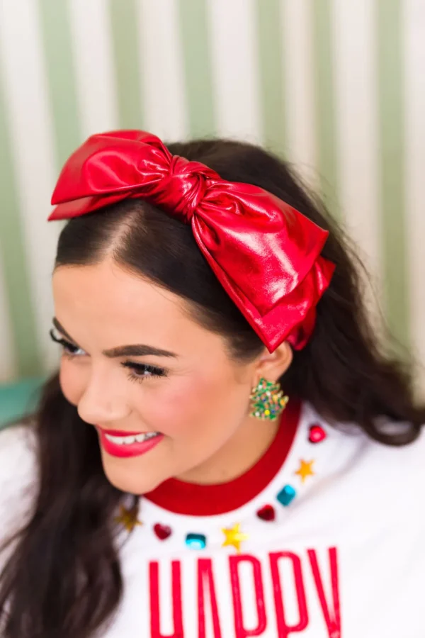 Red Metallic Side Bow Headband-Brianna Cannon Sale