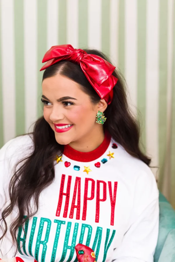 Red Metallic Side Bow Headband-Brianna Cannon Sale