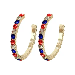 Red, White & Blue Crystal Hoop Earrings-Brianna Cannon Fashion