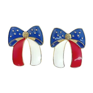 Red, White and Blue Bow Earrings-Brianna Cannon Best