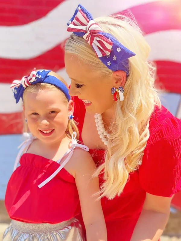 Red, White and Blue Bow Earrings-Brianna Cannon Best