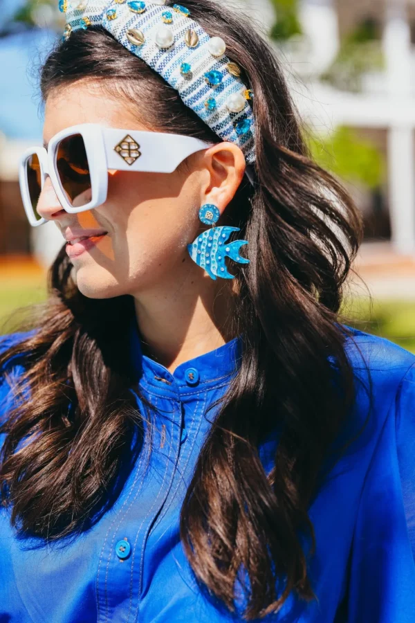 Seaside Stripe Headband with Shells, Crystals, and Pearls-Brianna Cannon New