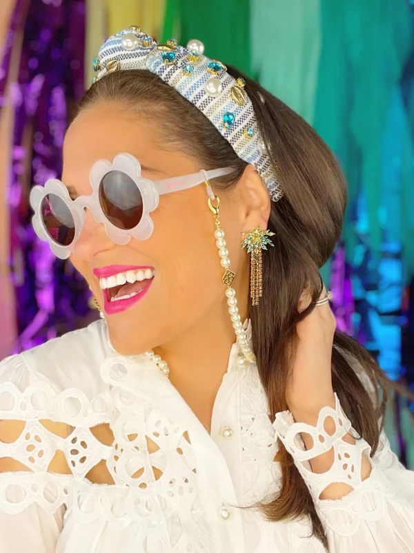 Seaside Stripe Headband with Shells, Crystals, and Pearls-Brianna Cannon New