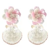 Shell Earrings with Pearly Pink Flower-Brianna Cannon Discount