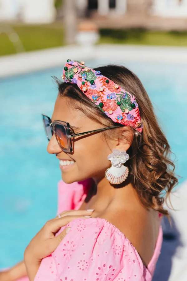 Shell Earrings with Pearly Blue Flower-Brianna Cannon Best