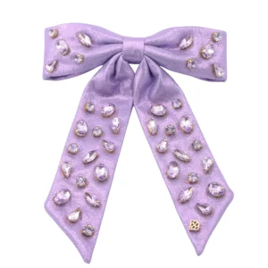 Shimmer Bow Barrette with Hand Sewn Crystals in Purple-Brianna Cannon Sale