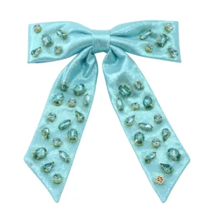 Shimmer Bow Barrette with Hand Sewn Crystals in Blue-Brianna Cannon New