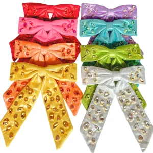 Shimmer Bow Barrette with Hand Sewn Crystals in Pink-Brianna Cannon New