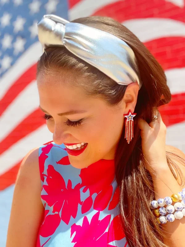 Silver Puff Metallic Knotted Headband-Brianna Cannon Sale