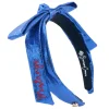 SMU Blue Thin Embroidered Ribbon Bow Headband-Brianna Cannon Sale