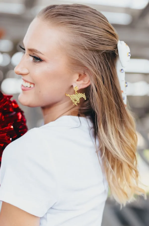 SMU Gold Logo Earring with BC Logo-Brianna Cannon Online