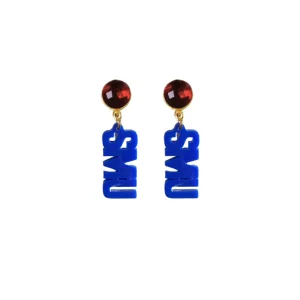 SMU Mini Blue SMU Earrings-Brianna Cannon Outlet