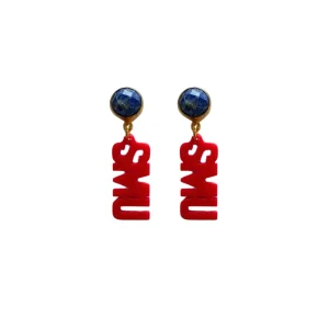 SMU Mini Red SMU Earrings-Brianna Cannon Outlet