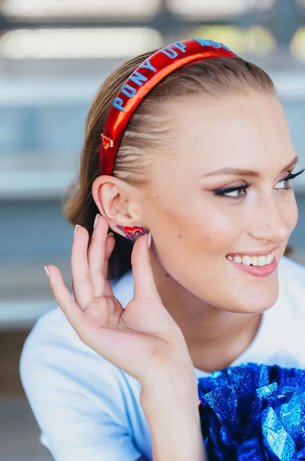 SMU Red Logo Stud Earrings-Brianna Cannon Discount