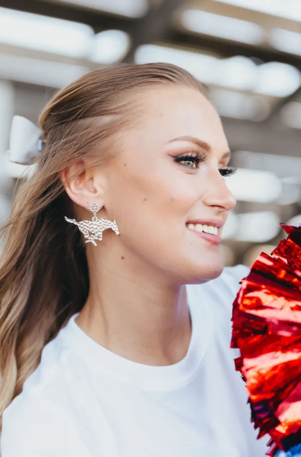 SMU Silver Logo Earring with BC Logo-Brianna Cannon New