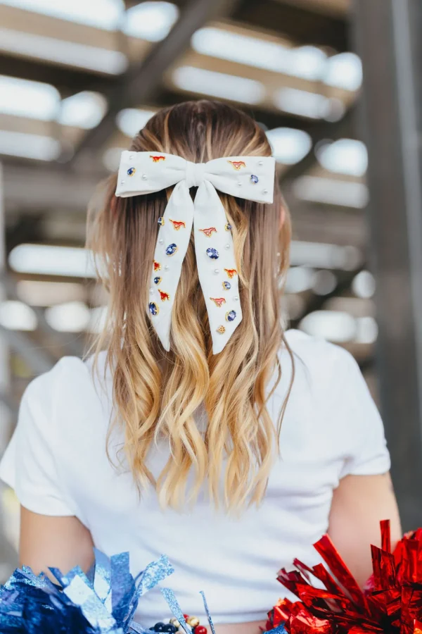 SMU White Bow Barrette-Brianna Cannon Online