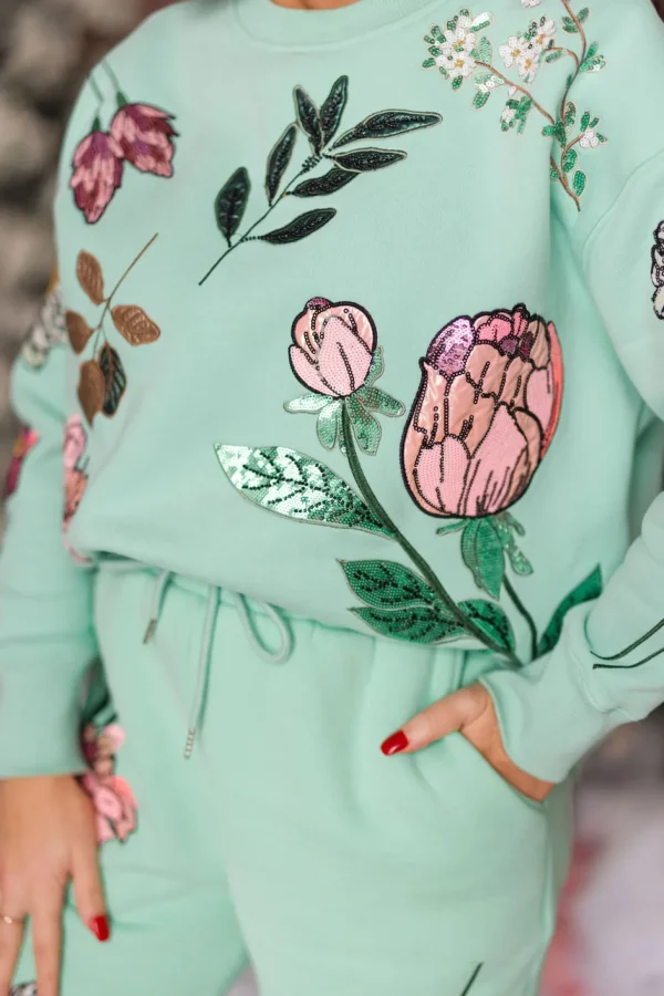 Snowdrop Botanical Sweatpants in Mint-Brianna Cannon Hot