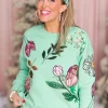 Snowdrop Botanical Sweatshirt in Mint-Brianna Cannon Sale
