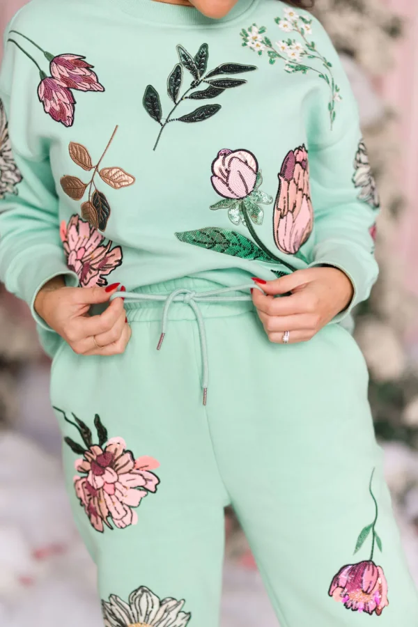 Snowdrop Botanical Sweatshirt in Mint-Brianna Cannon Sale