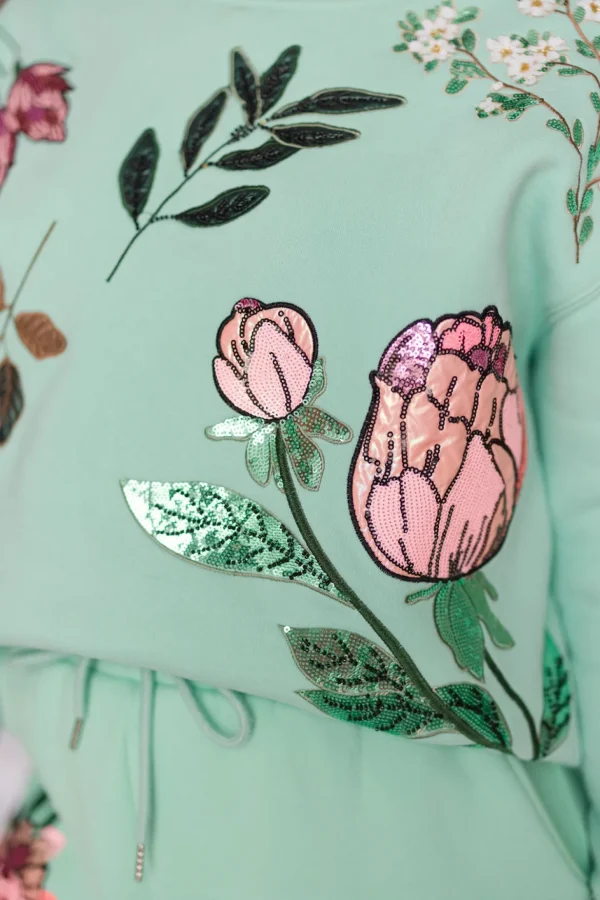 Snowdrop Botanical Sweatshirt in Mint-Brianna Cannon Sale