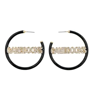 South Carolina GAMECOCKS Black Pavé Hoop Earrings-Brianna Cannon Clearance