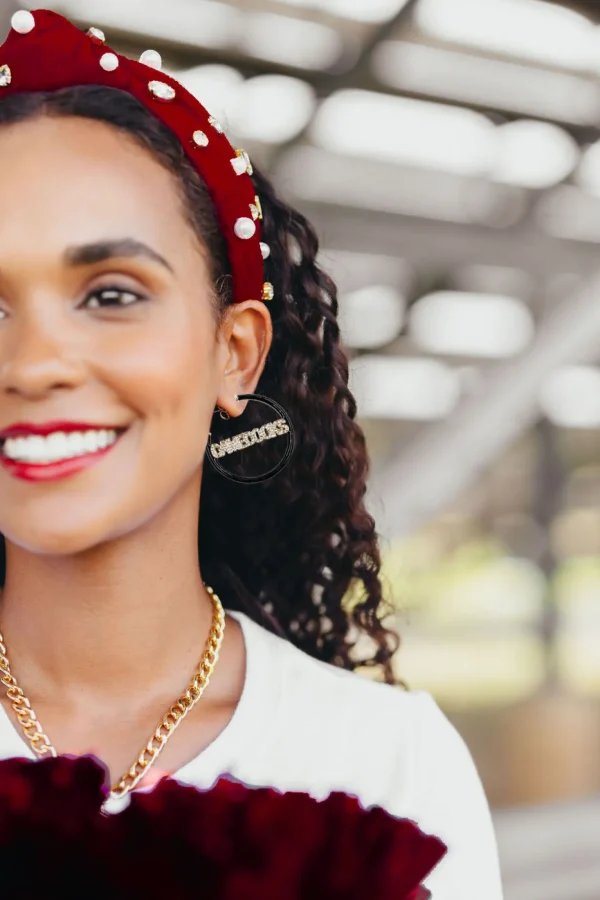 South Carolina GAMECOCKS Black Pavé Hoop Earrings-Brianna Cannon Clearance