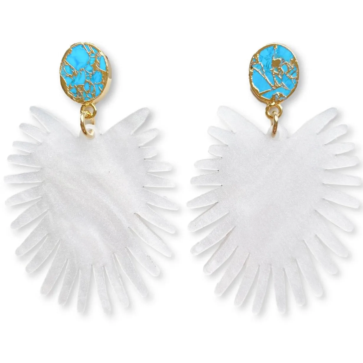 spray_palm_earrings__whit_0.webp Spray Palm Earrings - White Pearl Acrylic with Gold Plated Turquoise-Brianna Cannon Sale