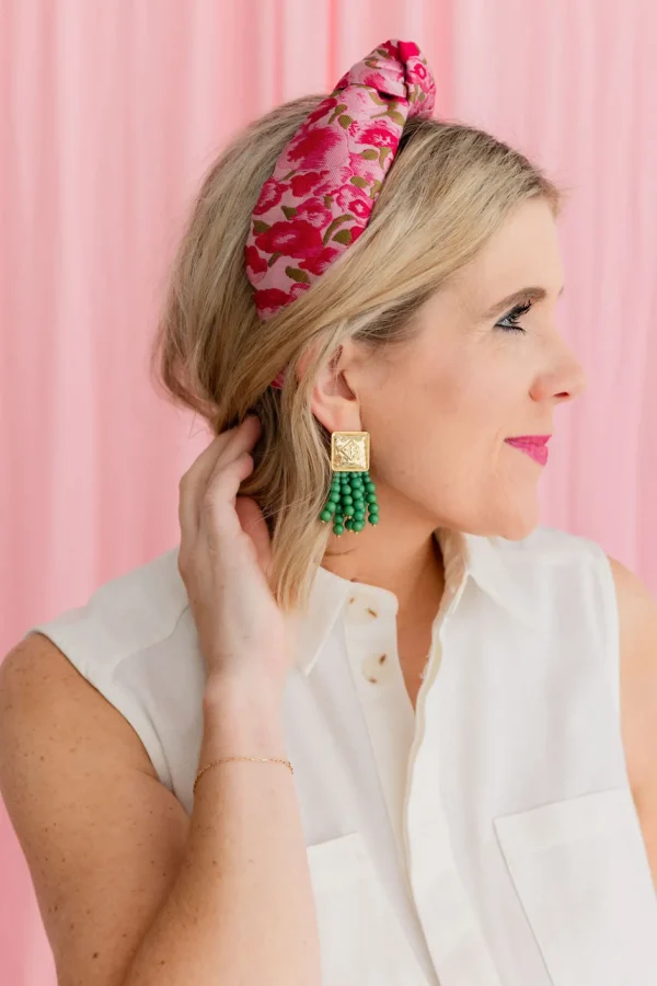 Square BC Icon Green Beaded Earrings-Brianna Cannon Hot