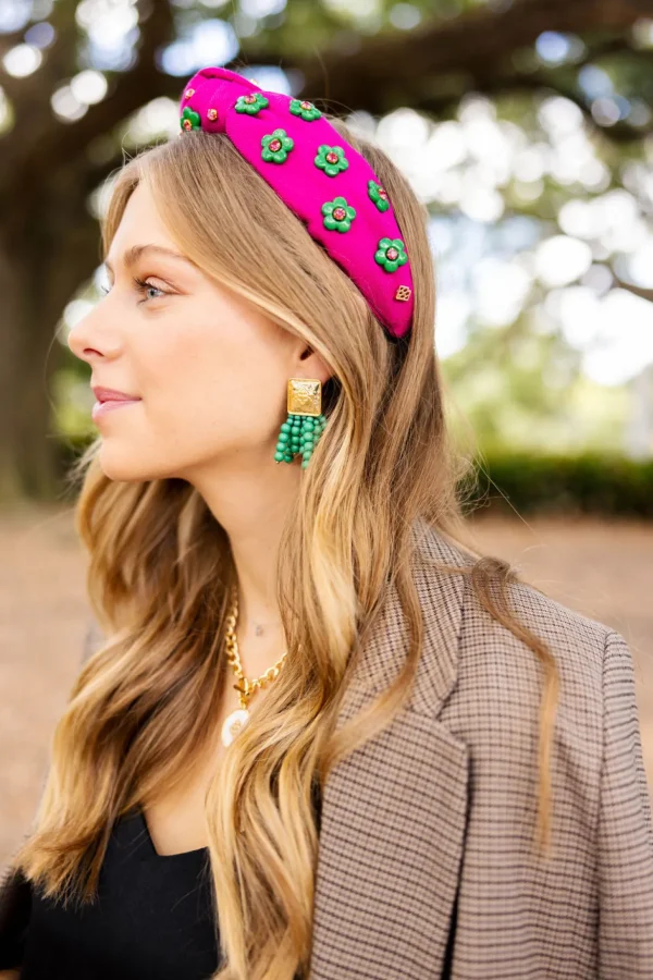 Square BC Icon Green Beaded Earrings-Brianna Cannon Hot