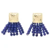 Square BC Icon Navy Beaded Earrings-Brianna Cannon Discount