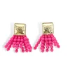 Square BC Icon Pink Beaded Earrings-Brianna Cannon Online