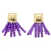 Square BC Icon Purple Beaded Earrings-Brianna Cannon Clearance