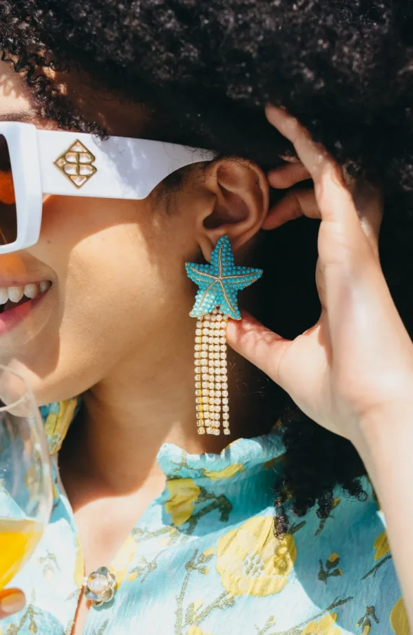 Starfish Earrings with Pearl Fringe-Brianna Cannon Outlet