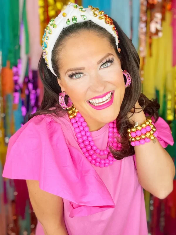 3 Strand Pink Beaded Brianna Necklace-Brianna Cannon Outlet