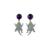 TCU Mini Silver Glitter Horned Frog Earrings-Brianna Cannon Discount