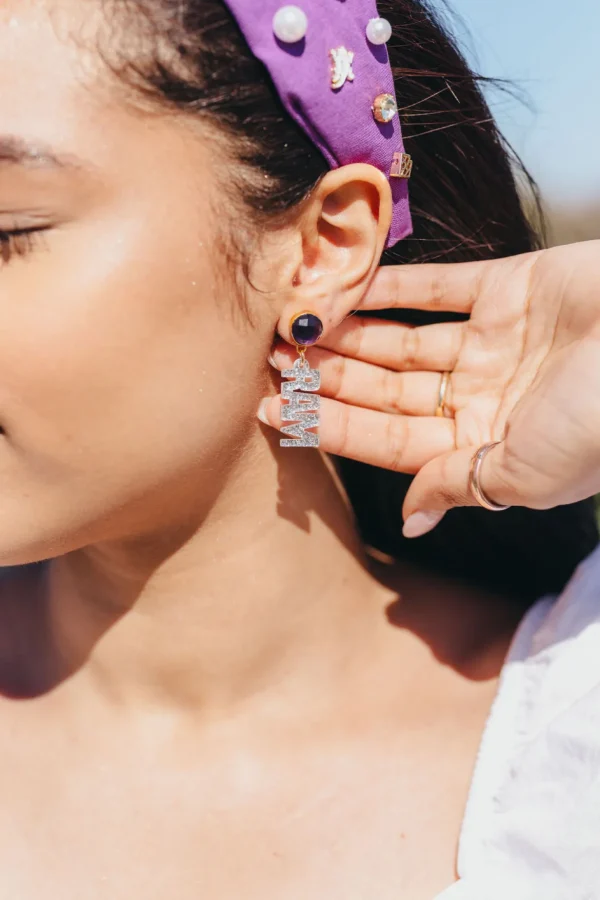 TCU Mini Silver Glitter RIFF RAM Earrings-Brianna Cannon Hot