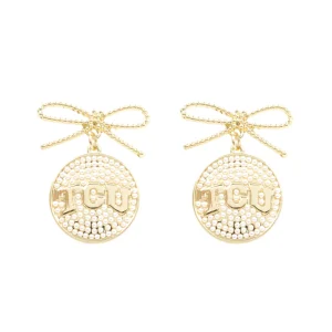 TCU Pearl Bow Medallion Earrings-Brianna Cannon New